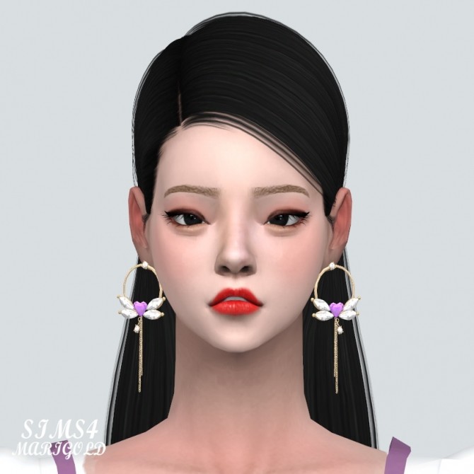 Sims 4 Big Heart Wing Chain Earrings at Marigold