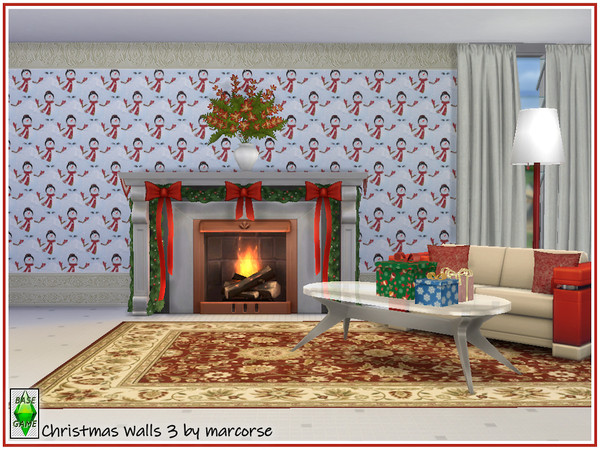 Sims 4 Christmas Walls by marcorse at TSR