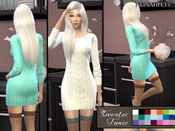 Sims 4 Sweater Tunic Solid by neinahpets at TSR