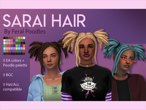 Sims 4 Sarai Hair by feralpoodles at TSR