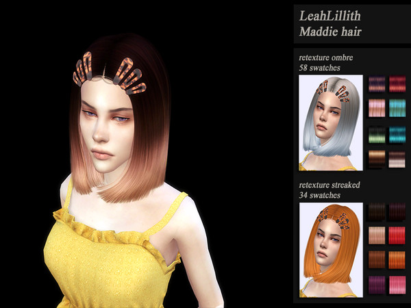 Sims 4 Female hair recolor retexture LeahLillith Maddie by HoneysSims4 at TSR