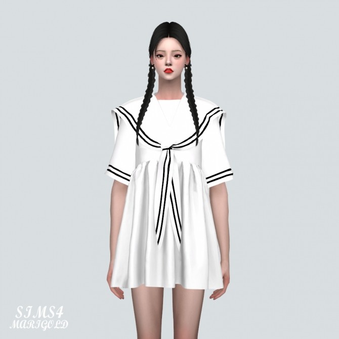 Sims 4 Sailor Scarf Mini Dress at Marigold