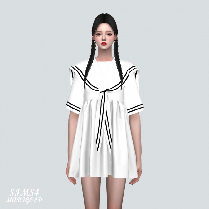 Sailor Scarf Mini Dress at Marigold » Sims 4 Updates