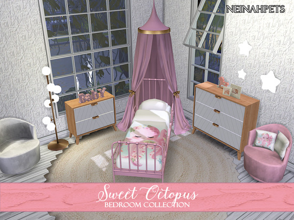 Sims 4 Sweet Octopus Bedroom Collection by neinahpets at TSR