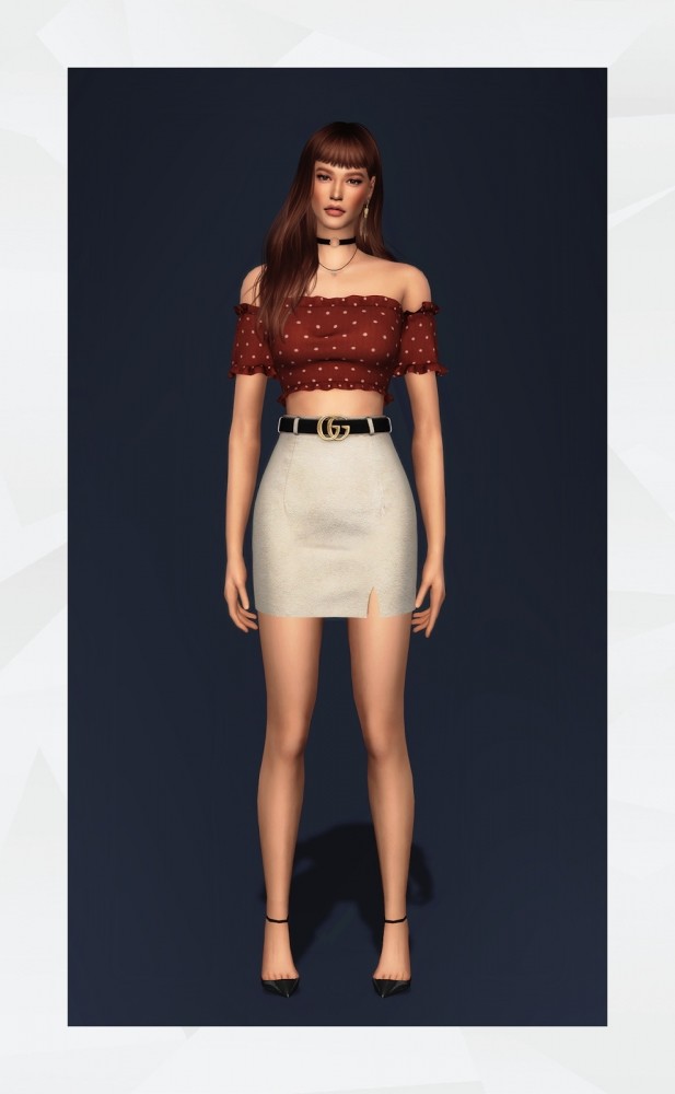Sims 4 Belted Basic Skirt at Gorilla