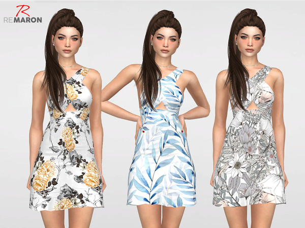 Sims 4 Floral Dress for women n03 by remaron at TSR