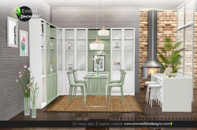 Sims 4 Evviva dining room at SIMcredible! Designs 4