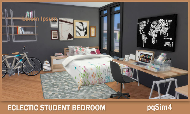 Sims 4 Eclectic Student Bedroom at pqSims4