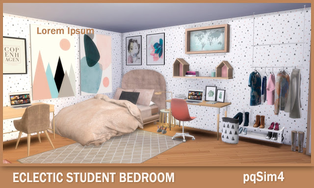 Sims 4 Eclectic Student Bedroom at pqSims4