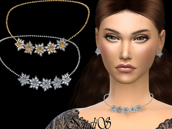Sims 4 Winter flower necklace by NataliS at TSR