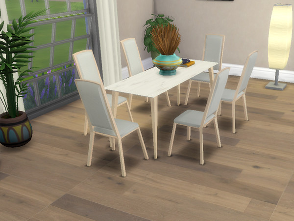 Sims 4 Dining table and chairs by anaalicialo at TSR