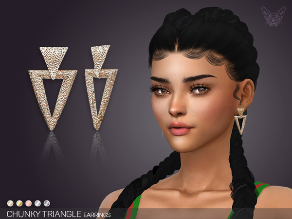Sims 4 Chunky Triangle Earrings by feyona at TSR
