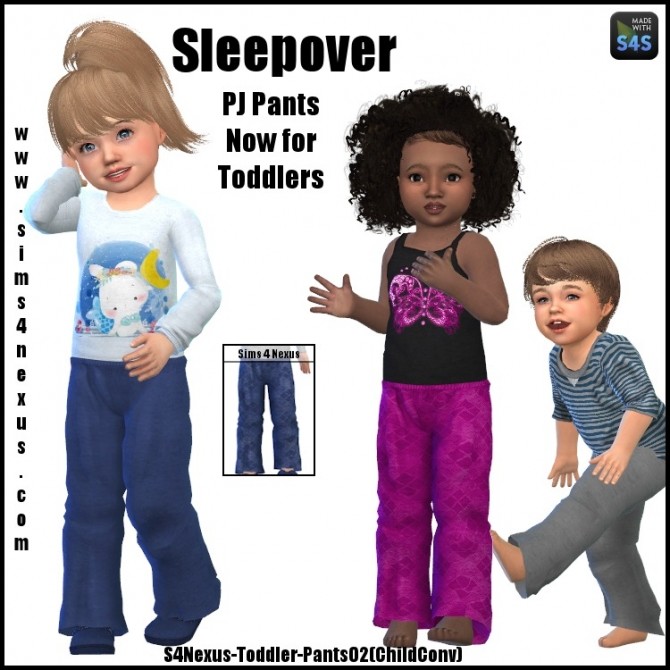 Sims 4 Sleepover Pj pants for girls and boys by SamanthaGump at Sims 4 Nexus