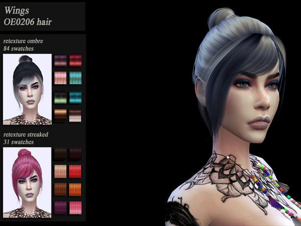 Sims 4 Hair recolor retexture WingsOE0206 by HoneysSims4 at TSR