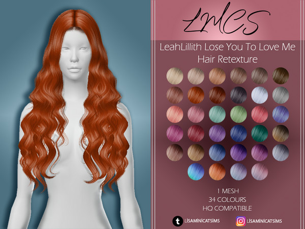 Sims 4 LMCS LeahLillith Lose You To Love Me Hair Retexture by Lisaminicatsims at TSR