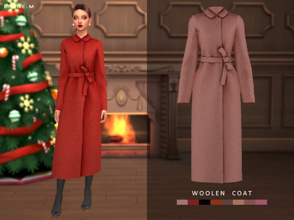 Sims 4 Long Woolen Coat by ChloeMMM at TSR
