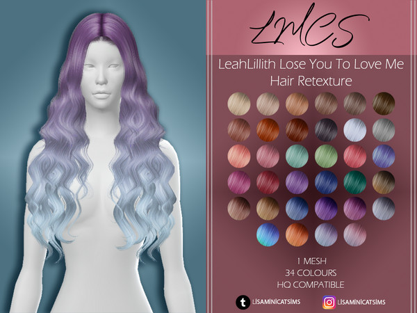 Sims 4 LMCS LeahLillith Lose You To Love Me Hair Retexture by Lisaminicatsims at TSR