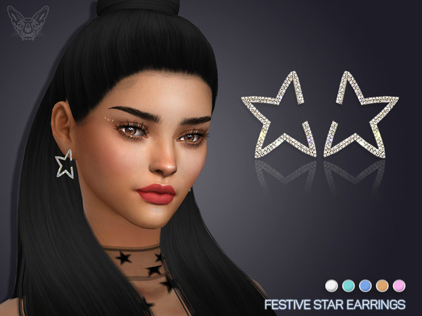 Sims 4 Festive Star Earrings by feyona at TSR