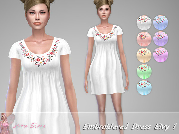 Sims 4 Embroidered Dress Eivy 1 by Jaru Sims at TSR