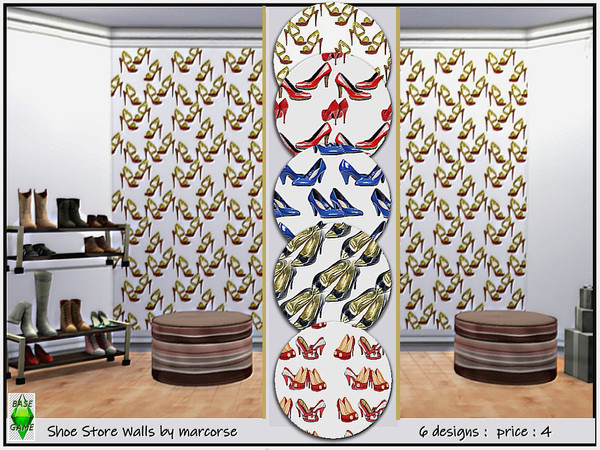 Sims 4 Shoe Store Walls by marcorse at TSR