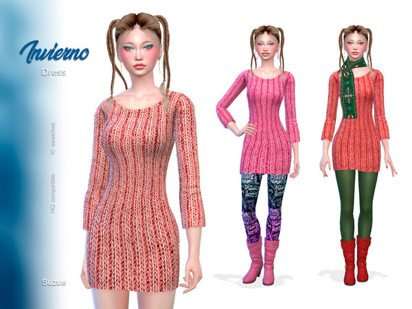 Sims 4 Invierno Dress by Suzue at TSR
