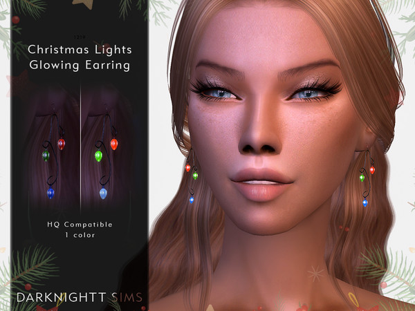 Sims 4 Christmas Lights Glowing Earrings by DarkNighTt at TSR