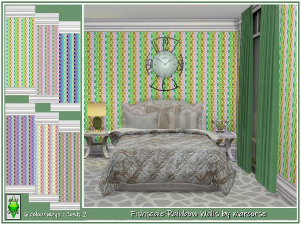 Sims 4 Fishscale Rainbow Walls by marcorse at TSR