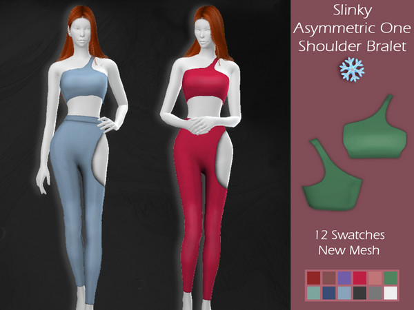 Sims 4 LMCS Slinky Asymmetric One Shoulder Bralet by Lisaminicatsims at TSR