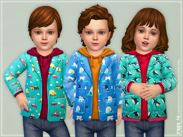 Sims 4 Printed Toddler Jacket 03 by lillka at TSR