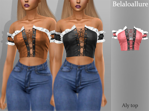 Sims 4 Belaloallure Aly top by belal1997 at TSR
