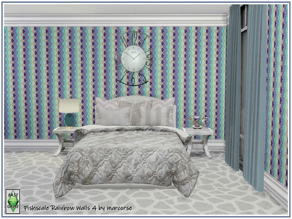 Sims 4 Fishscale Rainbow Walls by marcorse at TSR