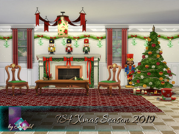 Sims 4 TS4 Xmas Season 2019 walls by emerald at TSR