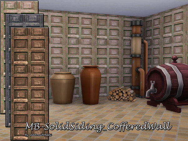 Sims 4 MB Solid Siding Coffered Wall by matomibotaki at TSR