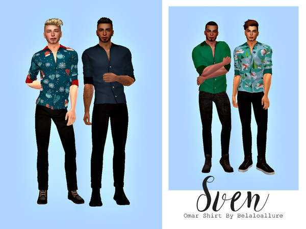 Sims 4 Sven Omar Shirt Recolor Belaloallure by HazelsCloset at TSR