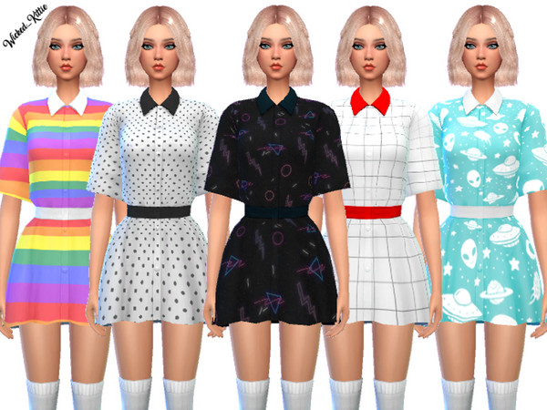 Sims 4 Cutesy Shirt Dress by Wicked Kittie at TSR