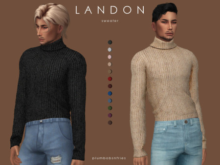 LANDON sweater by Plumbobs n Fries at TSR » Sims 4 Updates