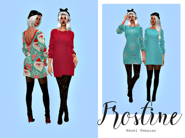 Sims 4 Frostine Hazel Sweater Dress by HazelsCloset at TSR
