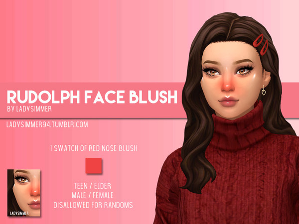 Sims 4 Rudolph Face Blush by LadySimmer94 at TSR