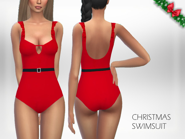 Sims 4 Christmas Swimsuit by Puresim at TSR