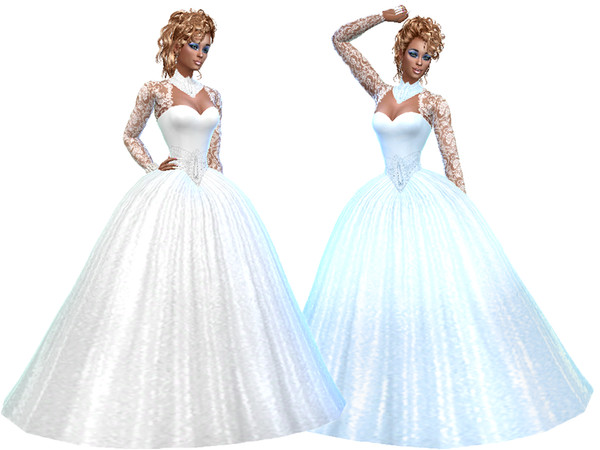 Sims 4 Silk lace formal wedding dress by TrudieOpp at TSR