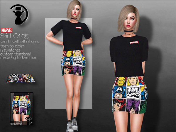 Sims 4 Marvel Skirt C105 by turksimmer at TSR
