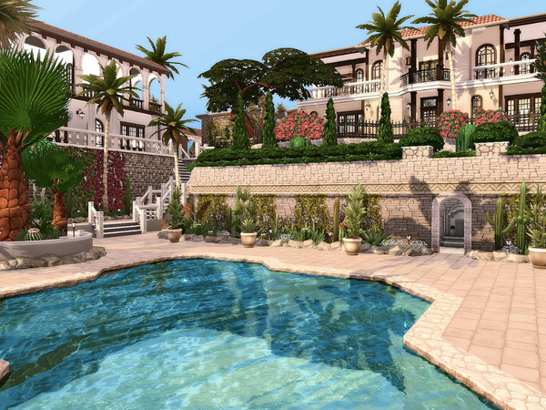 Sims 4 Mediterranean Villa No CC by Sarina Sims at TSR