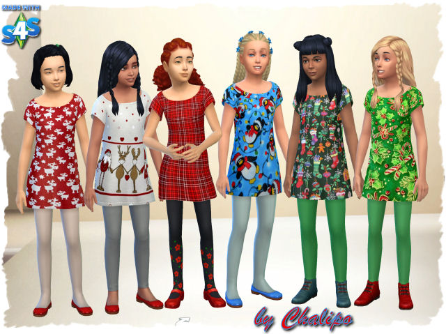 Sims 4 Christmas dress for girls by Chalipo at All 4 Sims