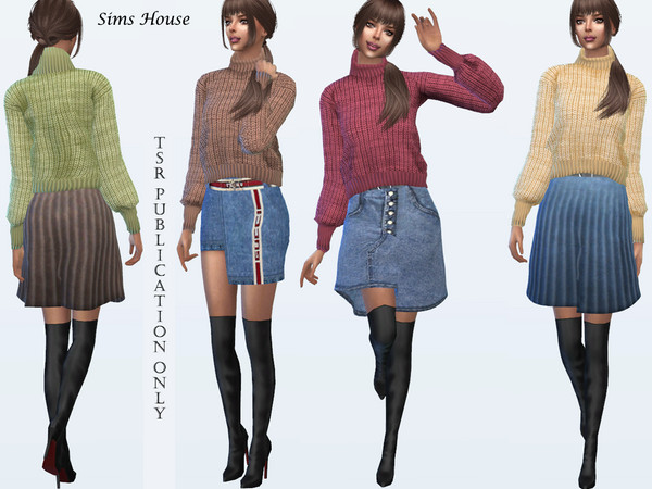 Sims 4 Sweater with collar by Sims House at TSR