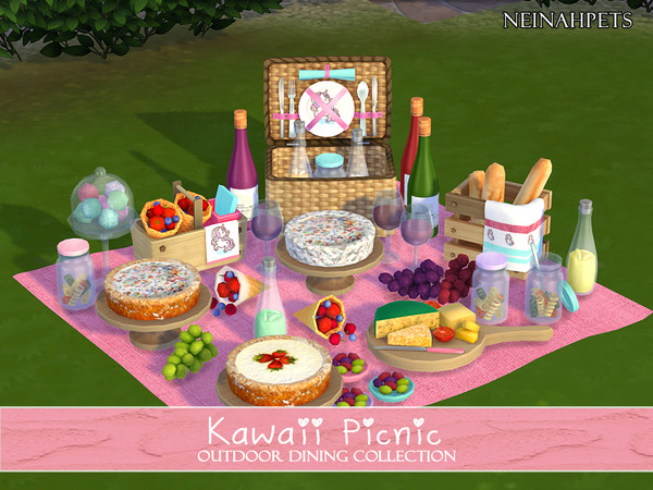 Sims 4 Kawaii Picnic Outdoor Dining Collection by neinahpets at TSR