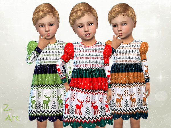 Sims 4 WinterbabeZ 11 pretty patterned dress by Zuckerschnute20 at TSR