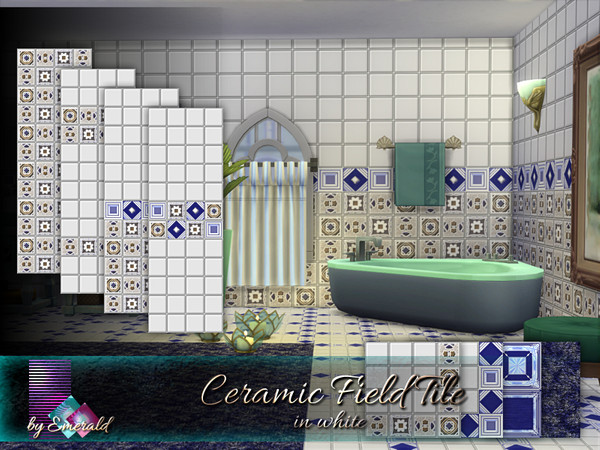 Sims 4 Ceramic Field Tile in white by emerald at TSR