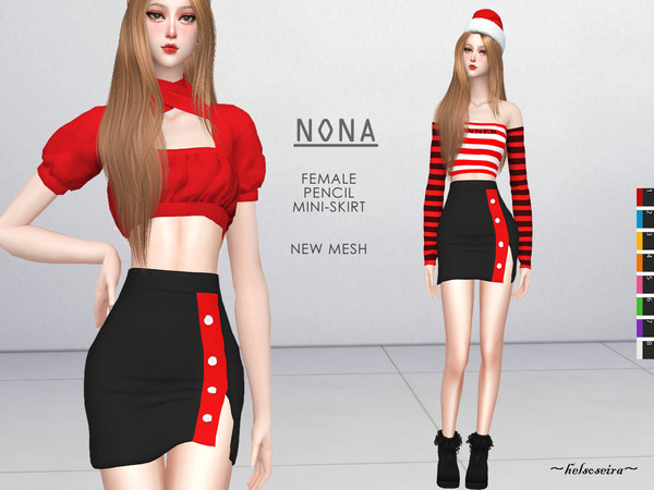 Sims 4 NONA Mini Skirt by Helsoseira at TSR