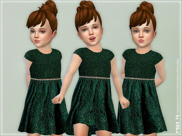 Sims 4 Green Glitter Dress for Toddler by lillka at TSR