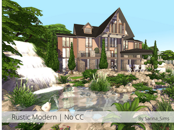 Sims 4 Rustic Modern big house by Sarina Sims at TSR